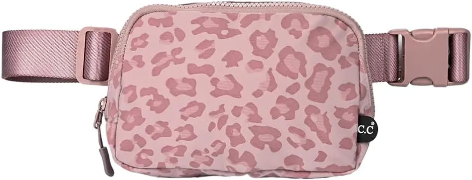 C.C. Leopard Pattern Belt Bag - Women's Fanny Pack & Crossbody Bag with Adjustable Strap - Fashion Waist Pack (BGS-4255) - Leopard Pattern - Rose