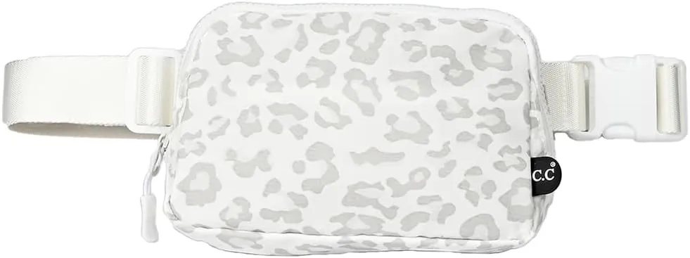 C.C Leopard Pattern Belt Bag - Women's Fanny Pack & Crossbody Bag with Adjustable Strap - Leopard Pattern (White) - BGS-4255