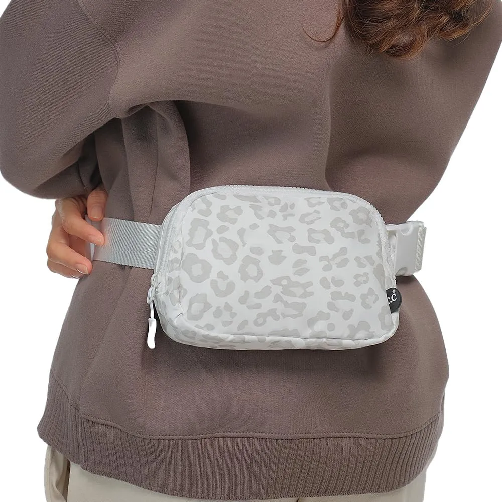 C.C Leopard Pattern Belt Bag - Women's Fanny Pack & Crossbody Bag with Adjustable Strap - Leopard Pattern (White) - BGS-4255