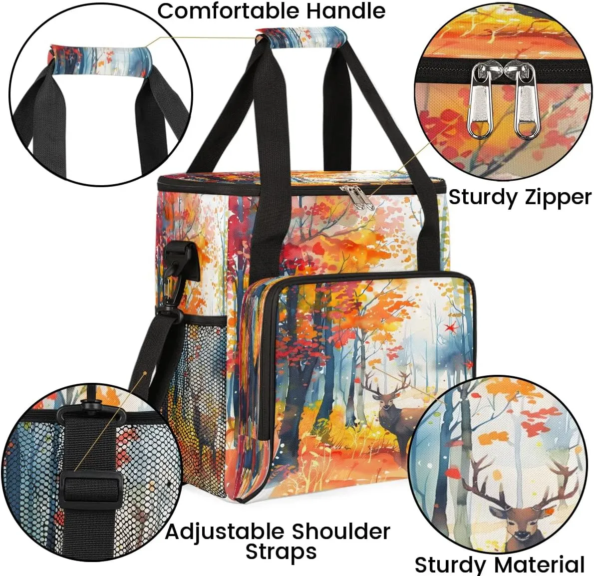 cfpolar Autumn Tree Deer Coffee Maker Storage Bag, Travel Coffee Maker Carrying Storage Tote Bag Compatible with K-Mini or K-Mini Plus, Dustproof Tote Bag with Shoulder Strap for Women Men