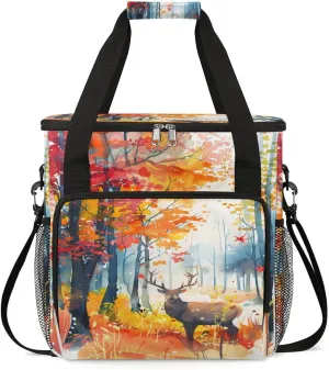 cfpolar Autumn Tree Deer Coffee Maker Storage Bag, Travel Coffee Maker Carrying Storage Tote Bag Compatible with K-Mini or K-Mini Plus, Dustproof Tote Bag with Shoulder Strap for Women Men