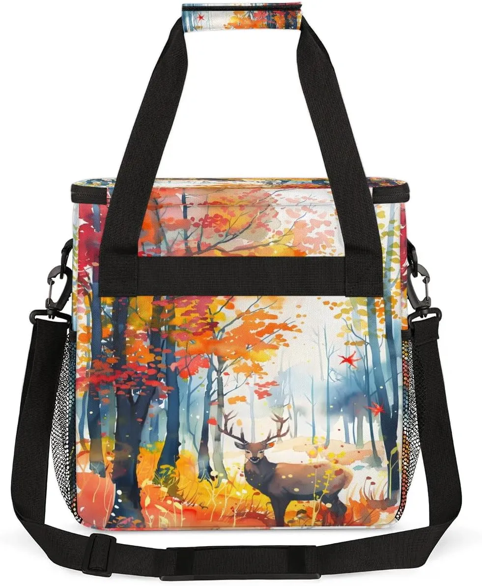 cfpolar Autumn Tree Deer Coffee Maker Storage Bag, Travel Coffee Maker Carrying Storage Tote Bag Compatible with K-Mini or K-Mini Plus, Dustproof Tote Bag with Shoulder Strap for Women Men