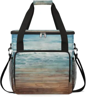 cfpolar Ocean Vintage Planks Coffee Maker Storage Bag, Travel Coffee Maker Carrying Storage Tote Bag Compatible with K-Mini or K-Mini Plus, Dustproof Tote Bag with Shoulder Strap for Women Men