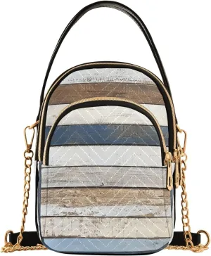 Chain Crossbody Bags for Women Country Style Retro Rustic Barn Door Wood Beige Theme Quilted Shoulder Handbags Travel Cross Body Cell Phone Purses Bags