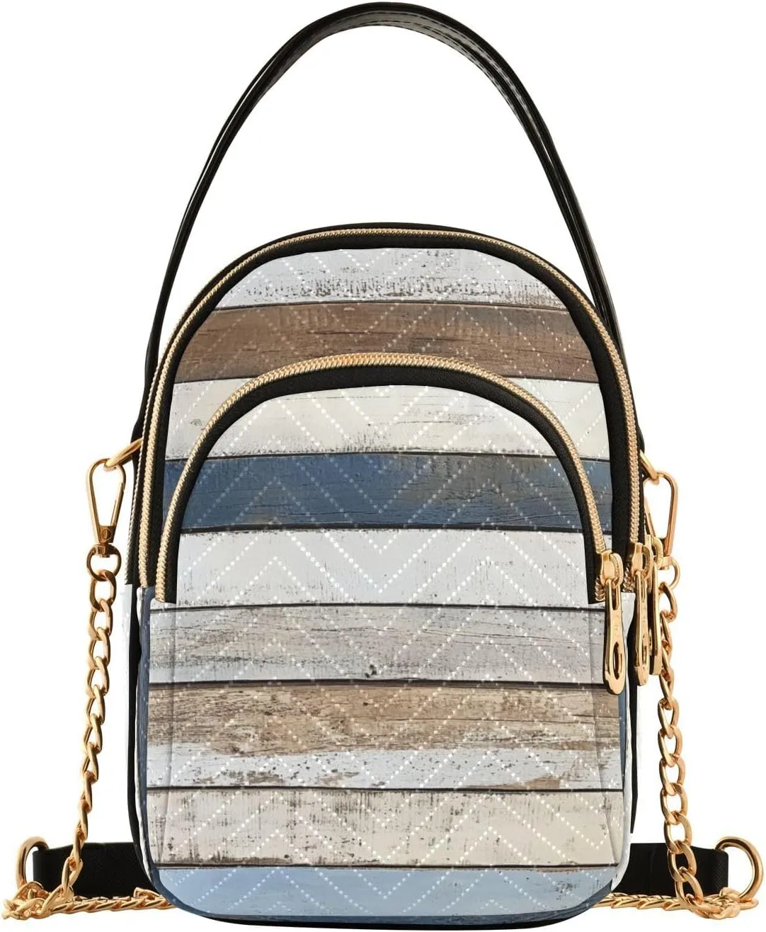 Chain Crossbody Bags for Women Country Style Retro Rustic Barn Door Wood Beige Theme Quilted Shoulder Handbags Travel Cross Body Cell Phone Purses Bags