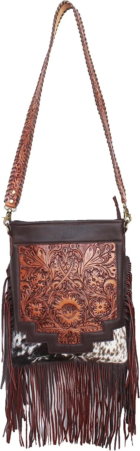 CHALLENGER Women's Western Cowhide Leather Concealed Carry Crossbody Bag Purse 18JQH01