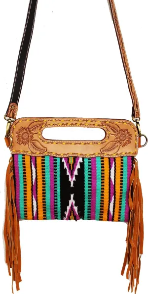 CHALLENGER Women's Western Handwoven Wool Rodeo Cowgirl Handbag Shoulder Purse Tote 103HR01