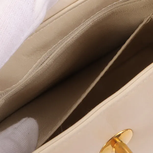 Chanel Around 1998 Made Turn-Lock Mini Chain Handle Bag Ivory