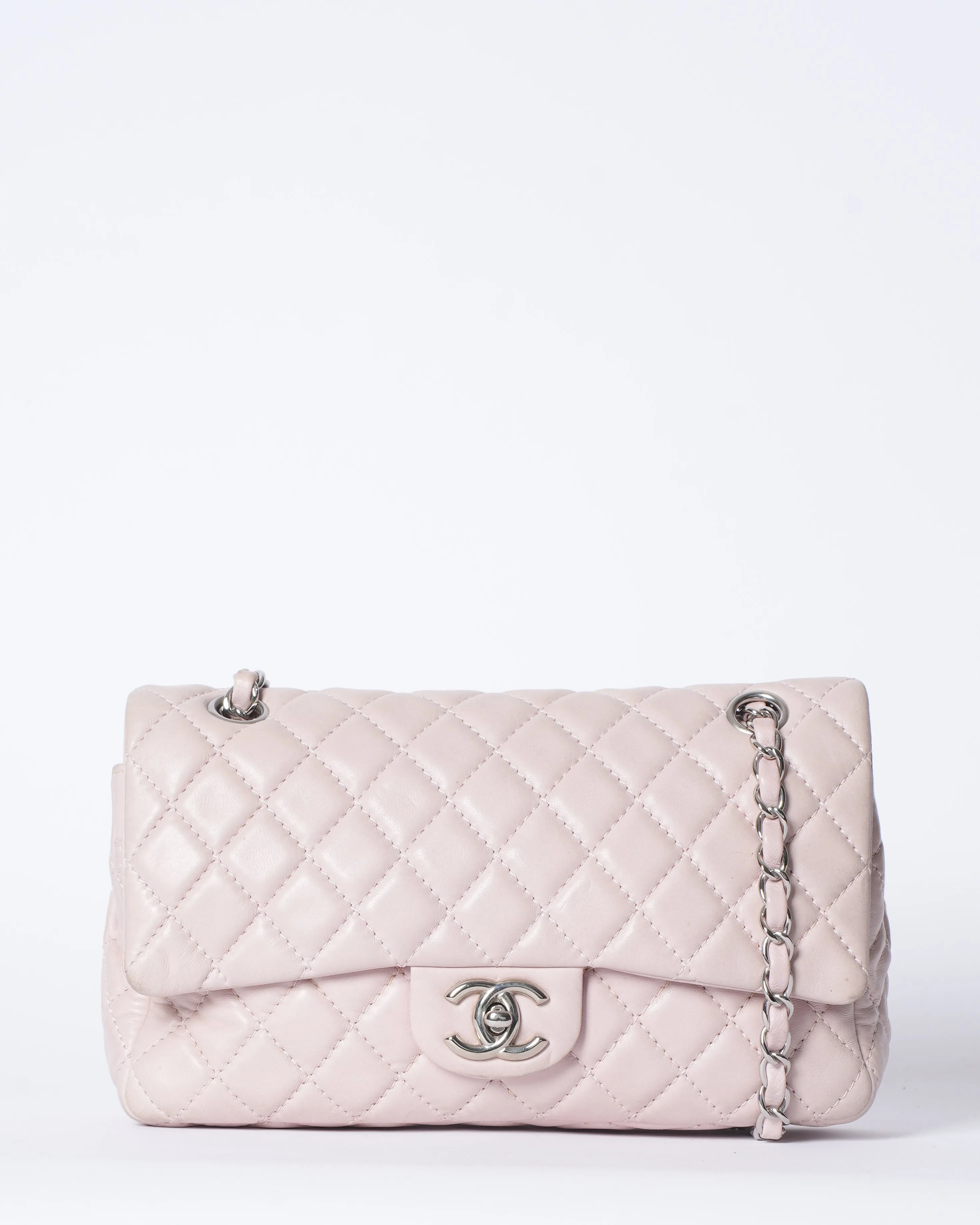 Chanel Light Pink Quilted Leather Classic Flap Bag