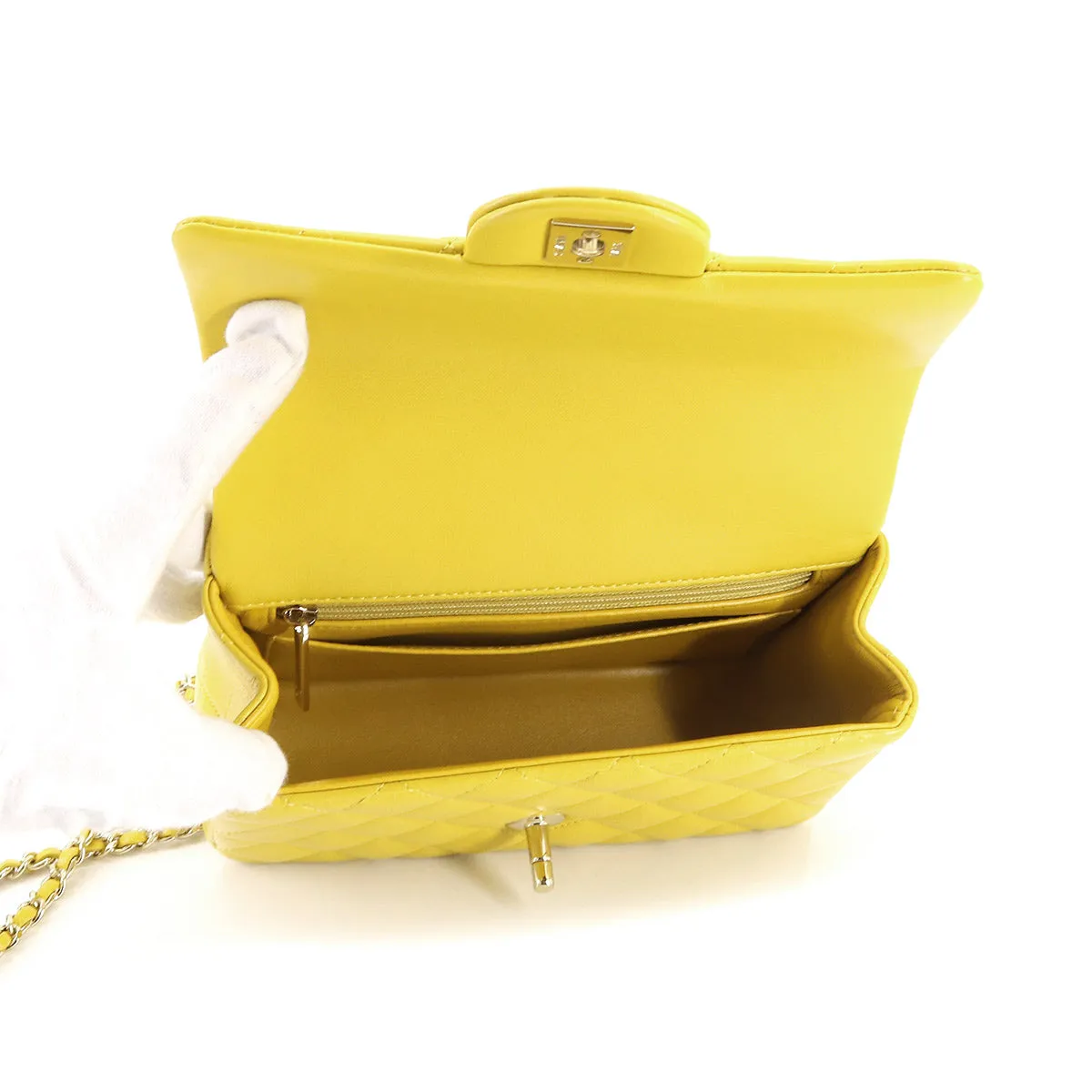 Chanel Mini Top Handle Yellow Flap Bag