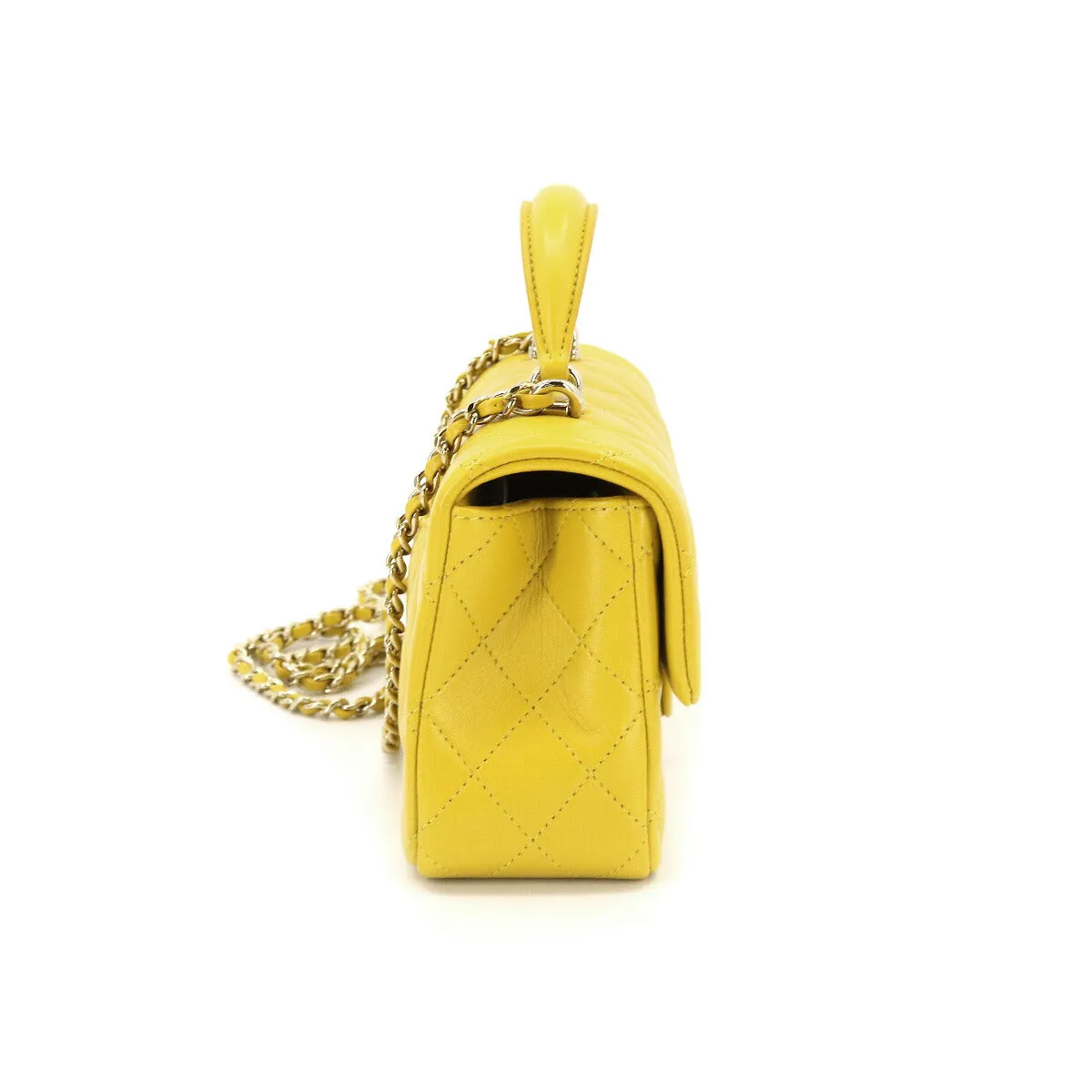 Chanel Mini Top Handle Yellow Flap Bag