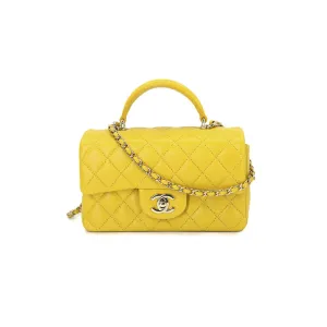 Chanel Mini Top Handle Yellow Flap Bag