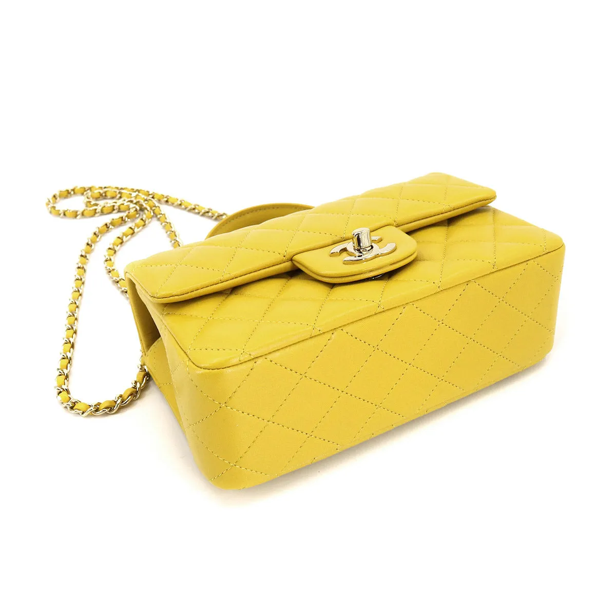 Chanel Mini Top Handle Yellow Flap Bag