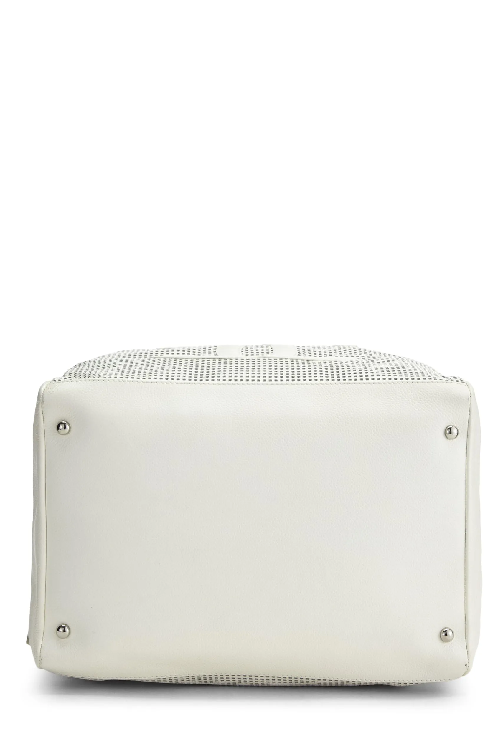 Chanel,  White Perforated Leather Bowler Small, White