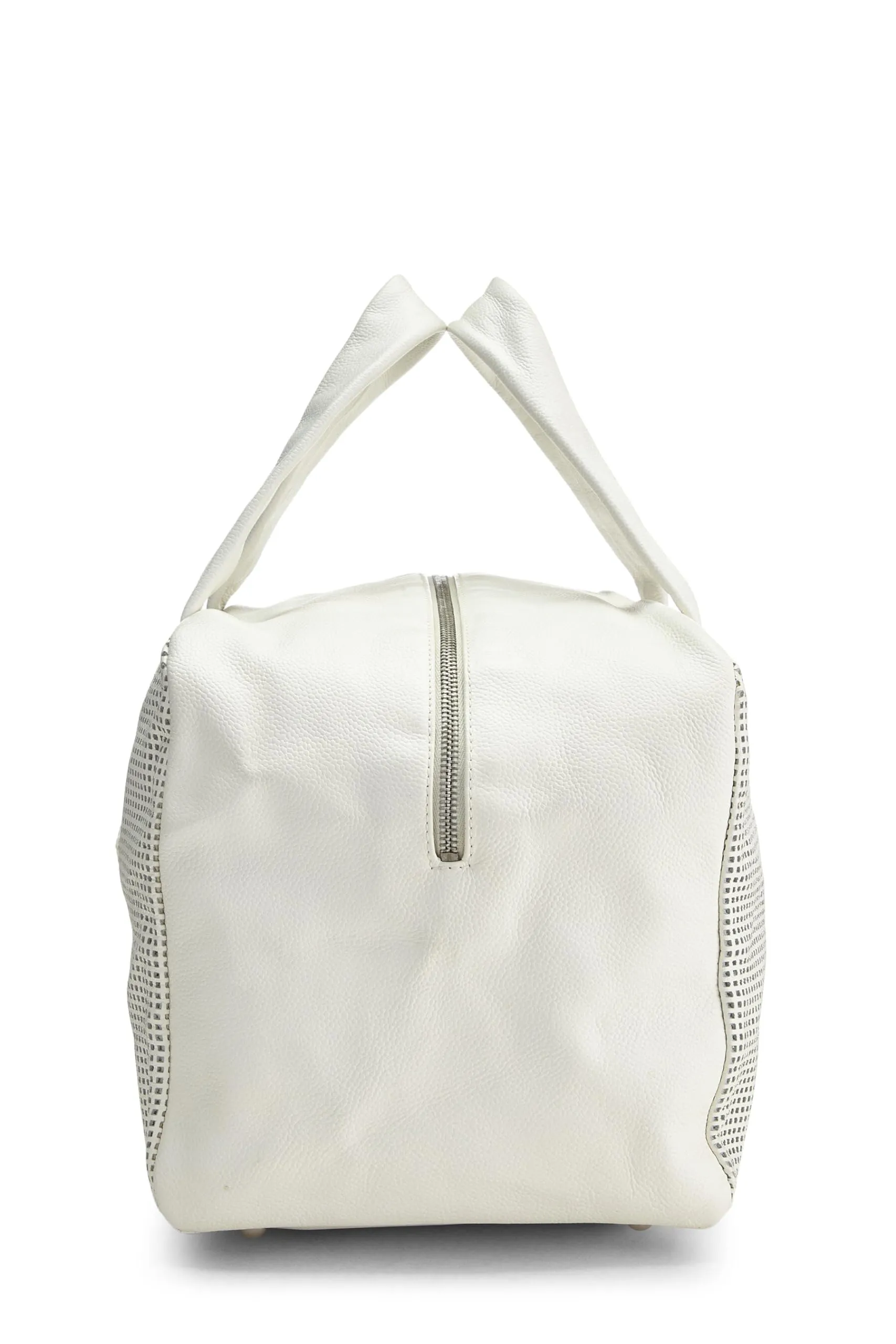 Chanel,  White Perforated Leather Bowler Small, White