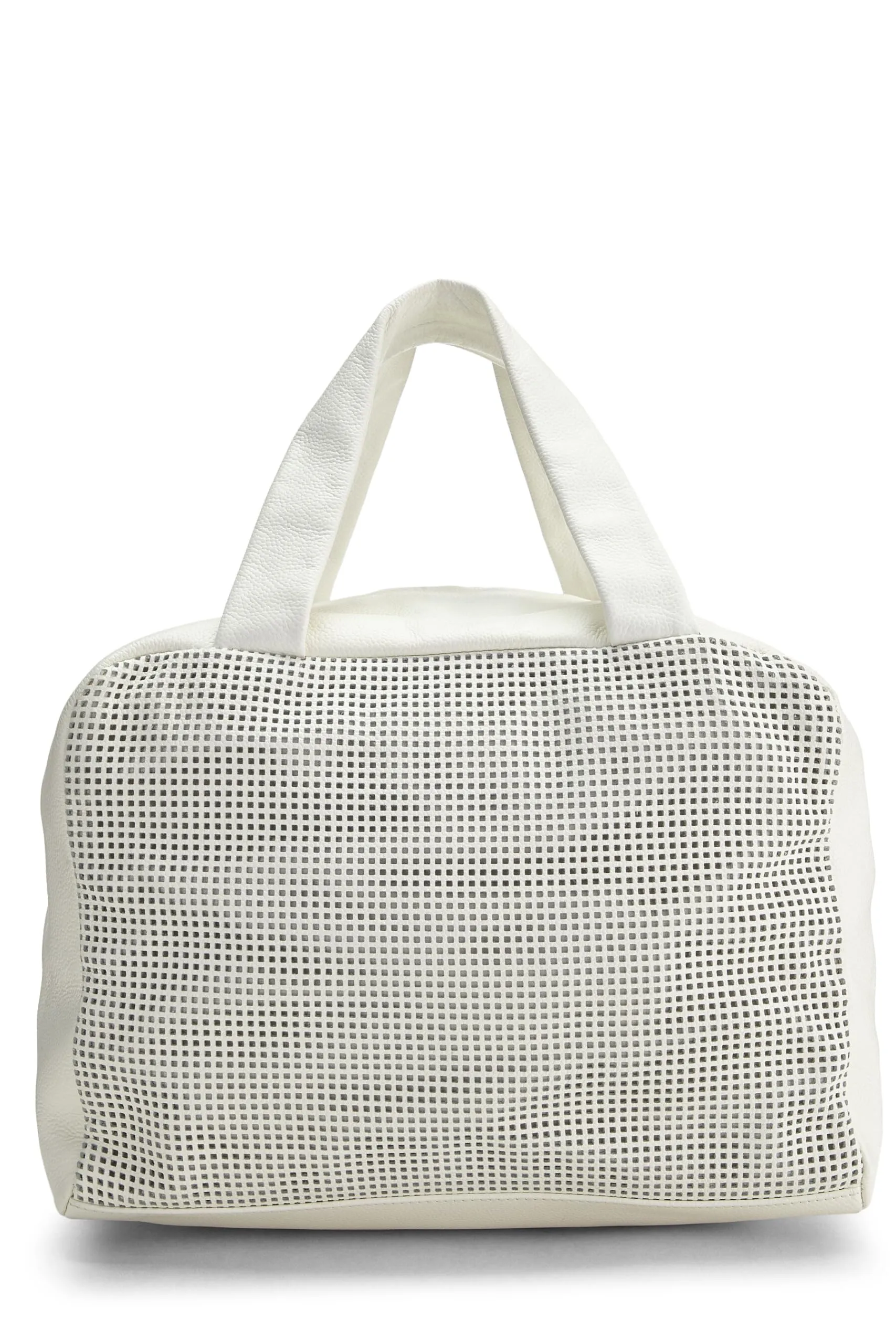 Chanel,  White Perforated Leather Bowler Small, White