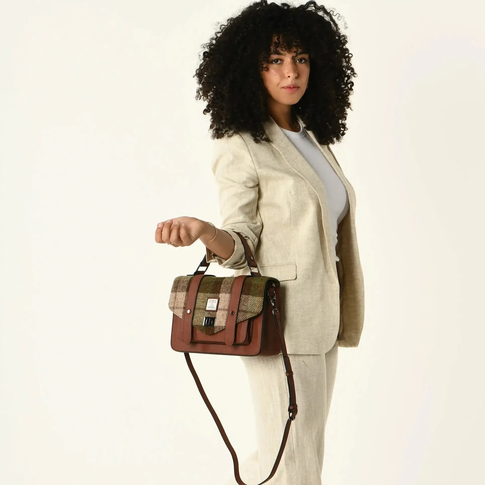 Chestnut Tartan Satchels with Harris Tweed®