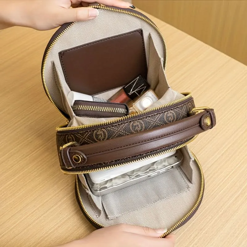 Chic Round Geometric Print Crossbody Satchel