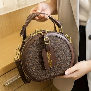 Chic Round Geometric Print Crossbody Satchel