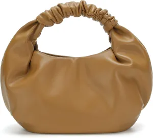 Chic Top Handle Bag for Women Small Ruched Hobo Handbag Soft Faux Leather Tote Bags Purse
