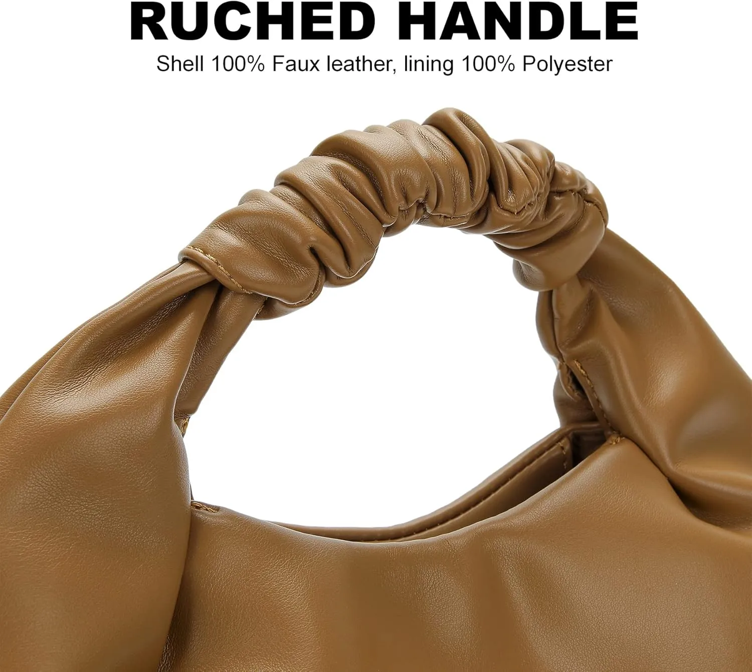 Chic Top Handle Bag for Women Small Ruched Hobo Handbag Soft Faux Leather Tote Bags Purse