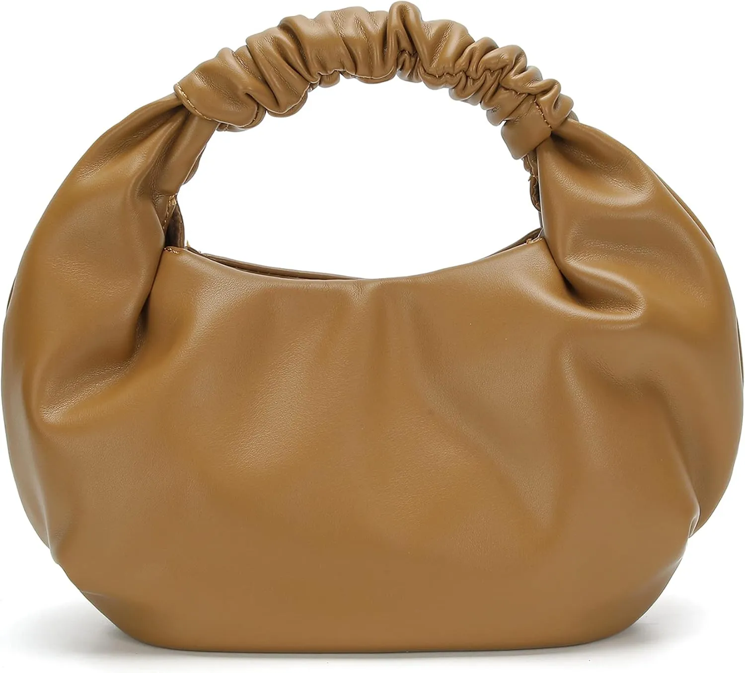 Chic Top Handle Bag for Women Small Ruched Hobo Handbag Soft Faux Leather Tote Bags Purse