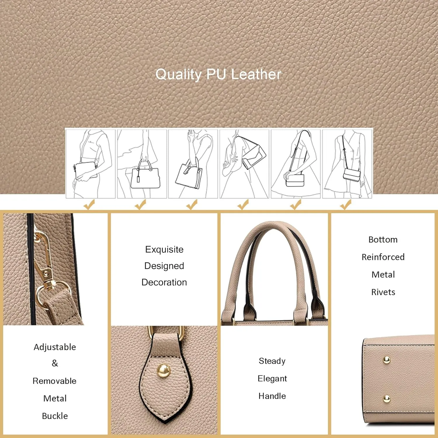 CHICAROUSAL Crossbody Purses and Handbags for Women PU Leather Tote Top Handle Satchel Shoulder Bags