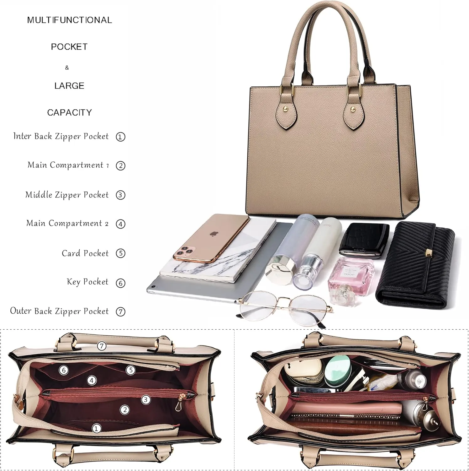 CHICAROUSAL Crossbody Purses and Handbags for Women PU Leather Tote Top Handle Satchel Shoulder Bags