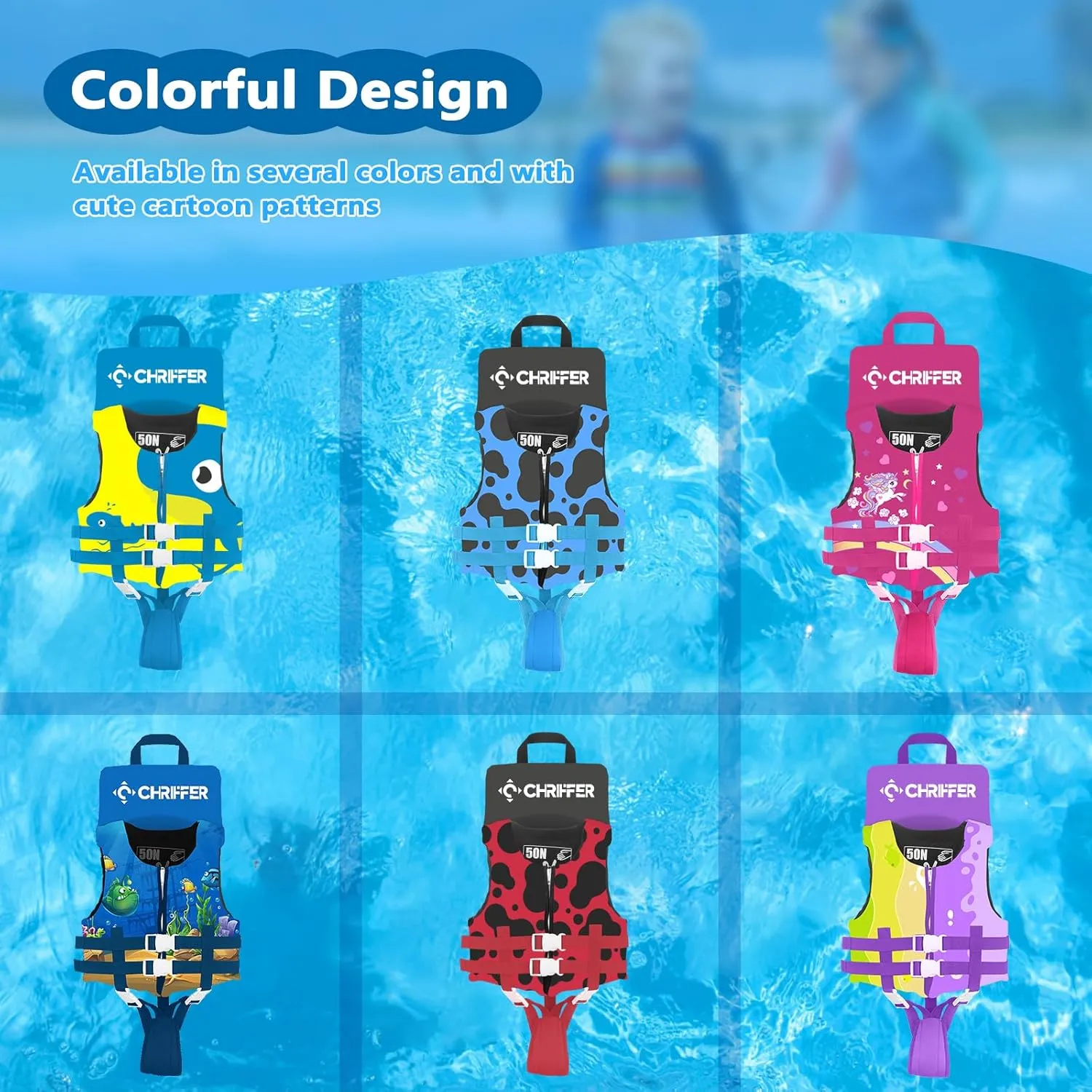 Chriffer Toddler Swim Vest Jacket for Boys Girls 20-70 Pounds/2-10 Years, Kids Swim Vest with Adjustable Safety Strap for Pool Beach Learn to Swim