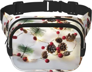 Christmas Garland with Lights Print Square Double Layer functionality Waist Bag Unisex Crossbody Pack Travel Workout