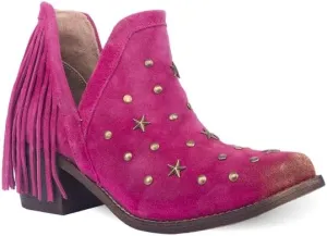 Circle G LADIE'S PINK STUDS & FRINGES SHOE POINTED TOE, 34 X 30 SOLE,COWHIDE LEATHER, URBAN SHOE, Q0309