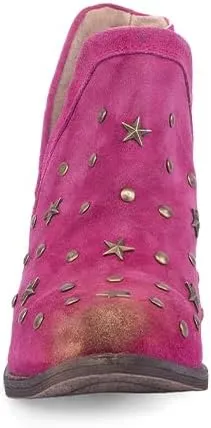 Circle G LADIE'S PINK STUDS & FRINGES SHOE POINTED TOE, 34 X 30 SOLE,COWHIDE LEATHER, URBAN SHOE, Q0309