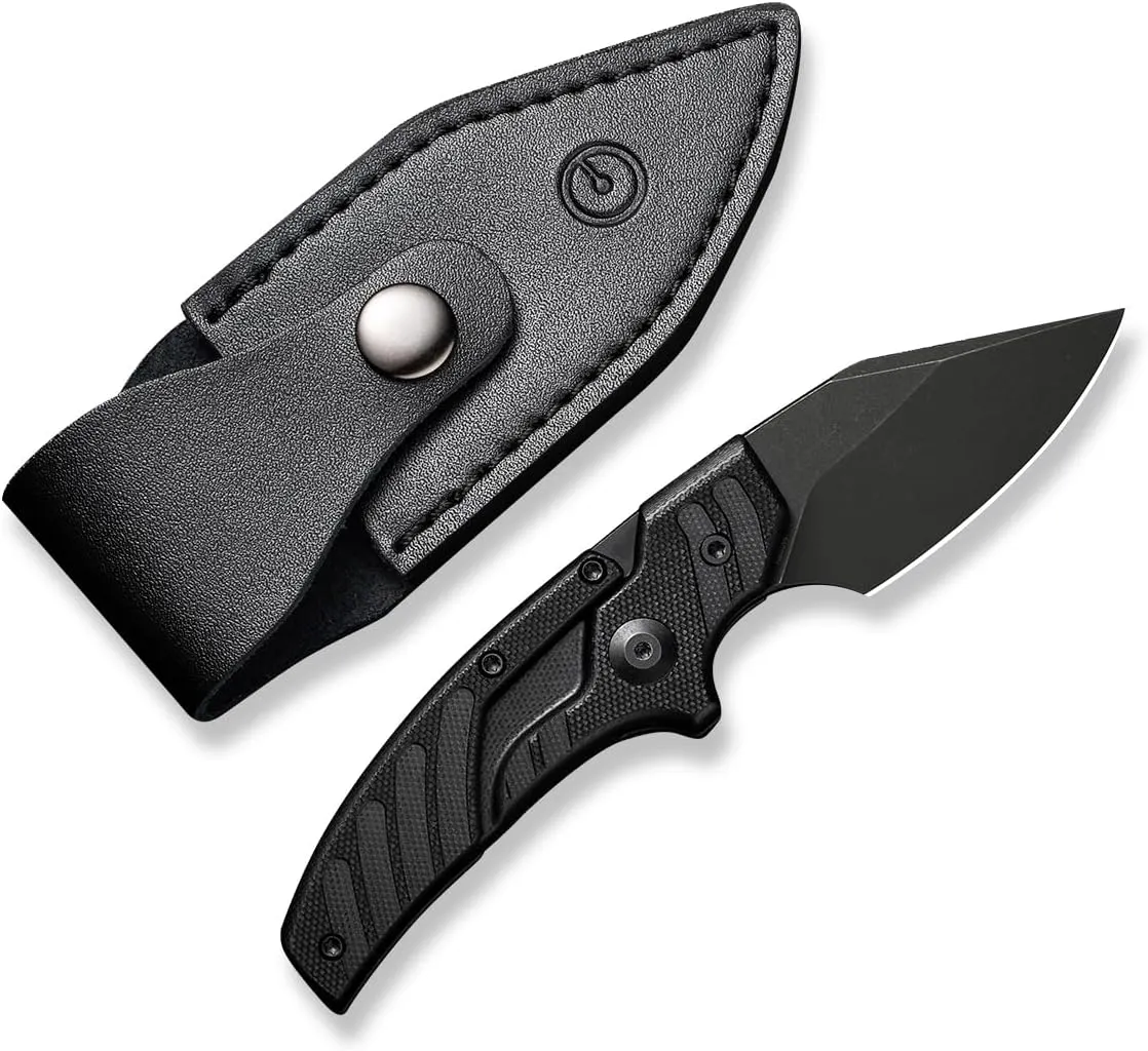 CIVIVI Typhoeus Fixed Blade Knife with Leather Sheath, 2.27" Swedish 14C28N Blade G10 Handle
