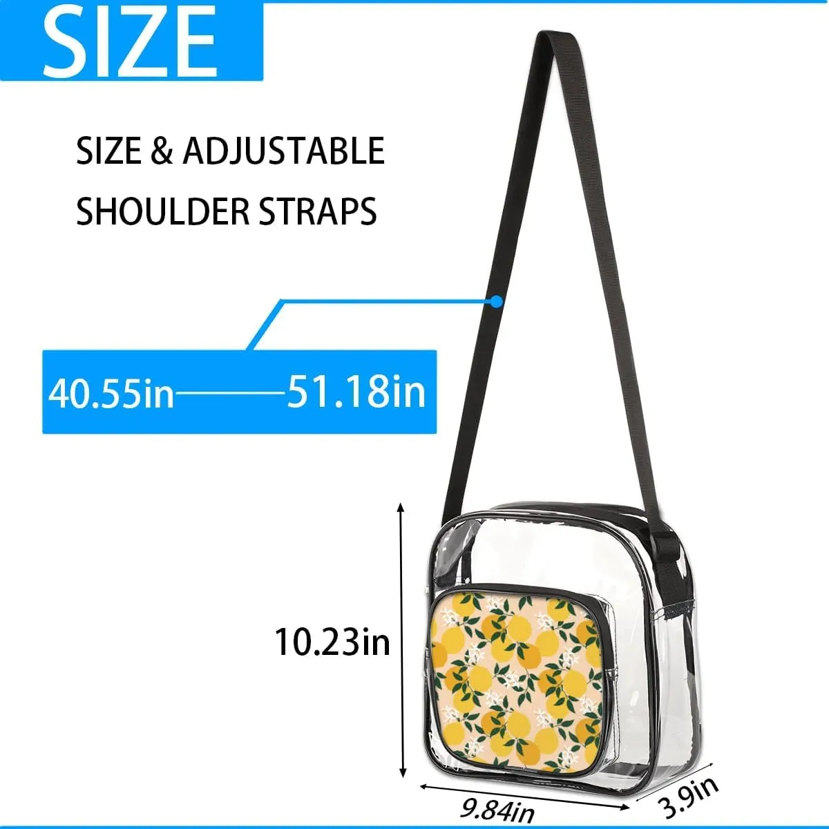 Clear Crossbody Bag Stadium Approved for Women and Men Transparent Messenger Shoulder Bag Clear Purse Bag