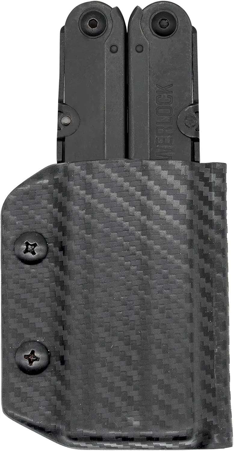 Clip & Carry Kydex Multitool Sheath for the SOG POWERLOCK - Made in USA - Multi Tool Holder Holster - Carbon Fiber Black