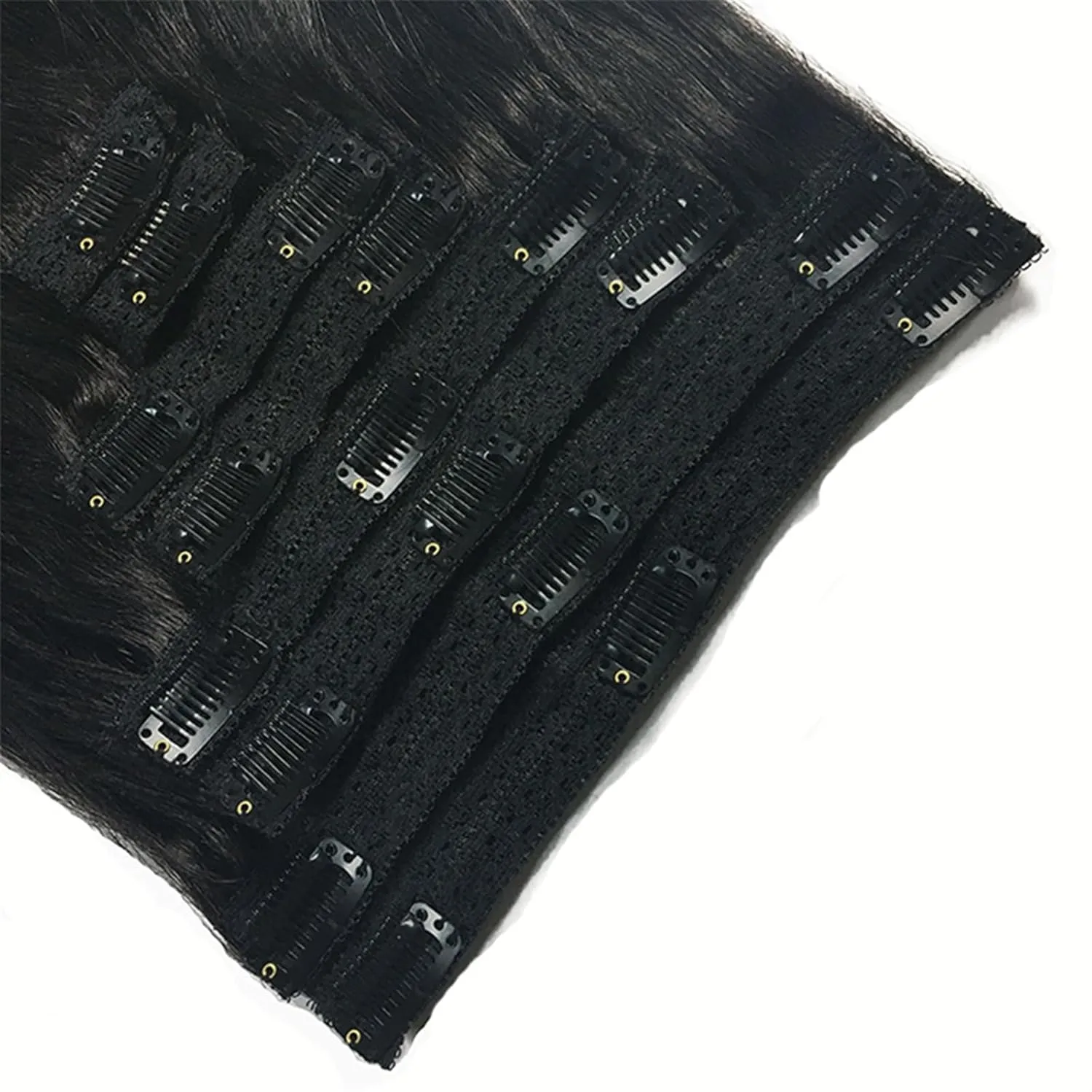 Clip in Hair Extensions Clip In Human Hair Extensions, Real Remy Thick Straight Clip Ins Black Human Hair Extensions for Relaxed Hair 7 Pieces Per Set for Women, 1B 120 Gram Fashion Hair Extensions (