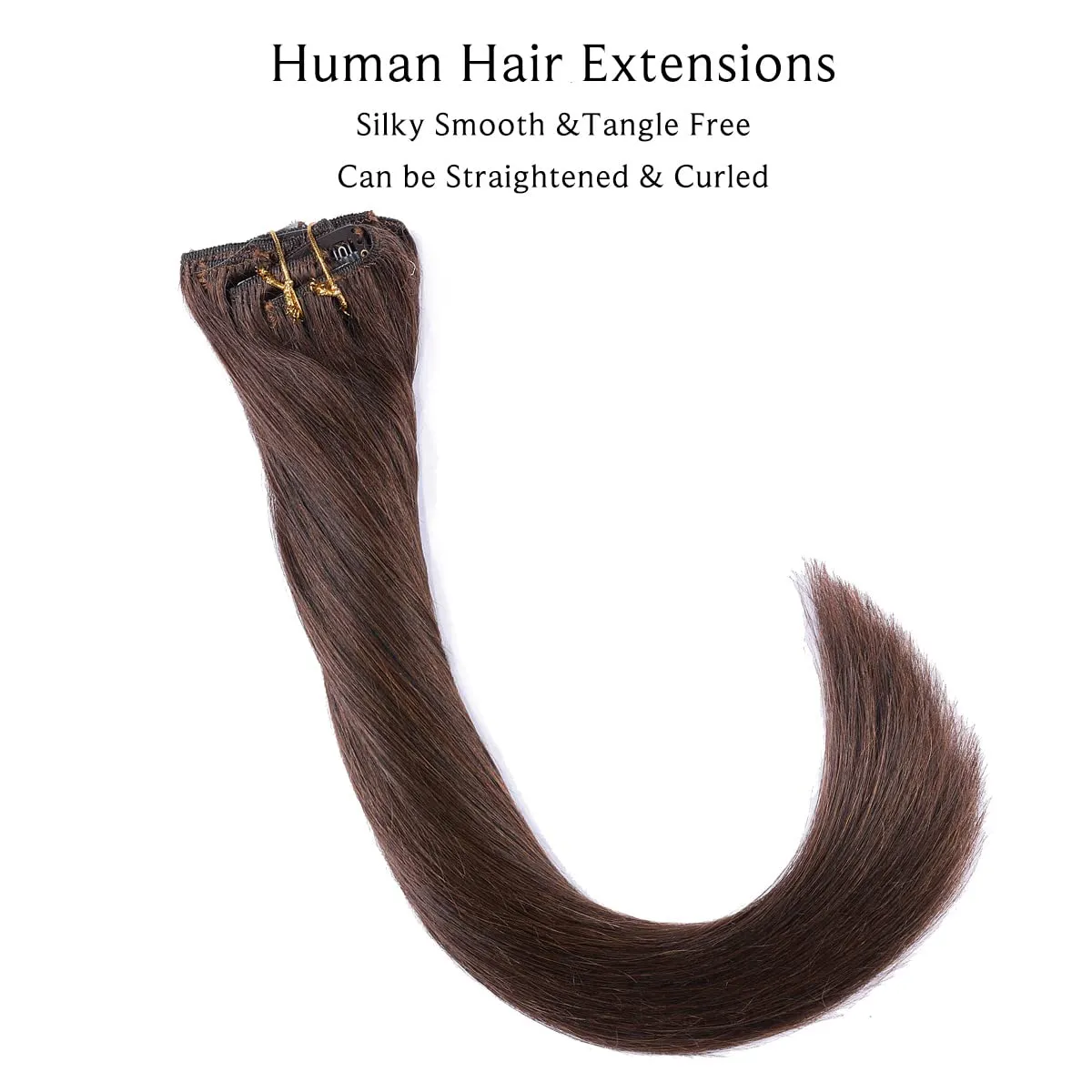 Clip in Hair Extensions, Dark Brown Hair Extensions Real Human Hair Clip ins 12 Inch Clip in Hair Extensions Real Human Hair 70G 7 Pieces Double Weft Clip on Extensions for Women