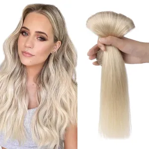 Clip in Hair Extensions Real Human Hair, 20 inch Ash Blonde to Golden Blonde and Platinum Blonde Lashey 120g 7pcs