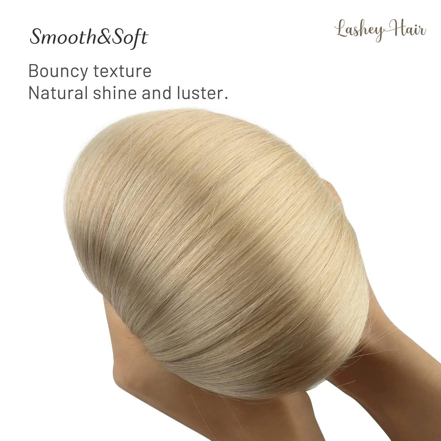 Clip in Hair Extensions Real Human Hair, 20 inch Ash Blonde to Golden Blonde and Platinum Blonde Lashey 120g 7pcs