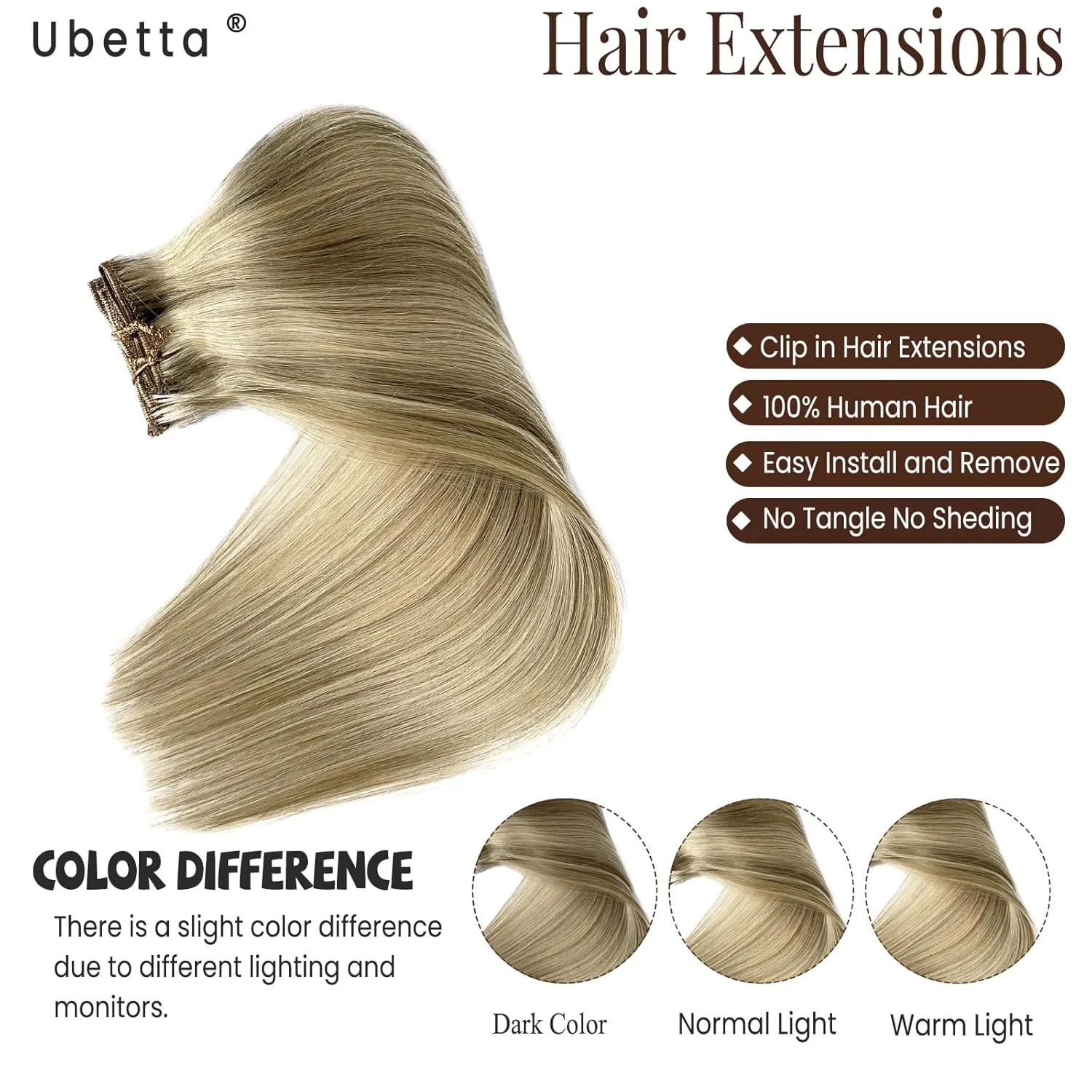 Clip in Hair Extensions Real Human Hair, Ash Blonde Balayage Blonde Highlights Hair Extension Real Human Hair Clip ins 16 Inch 7pcs 70G Double Weft Hair Extensions Human Hair Clip in Extensions