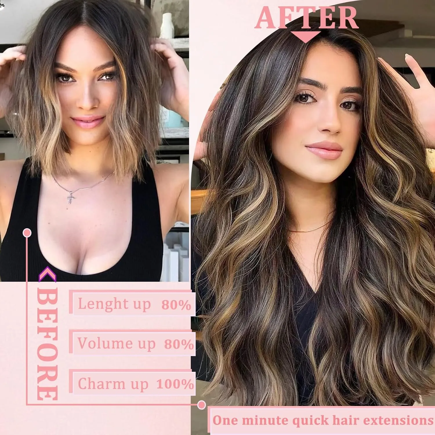 Clip in Hair Extensions Real Human Hair Clip in Extensions for Women Seamless Balayage Natural Black to Chestnut Brown Straight Remy 100% Human Clips ins Extension 8pcs Double Weft 18 inch 3.5oz/100g