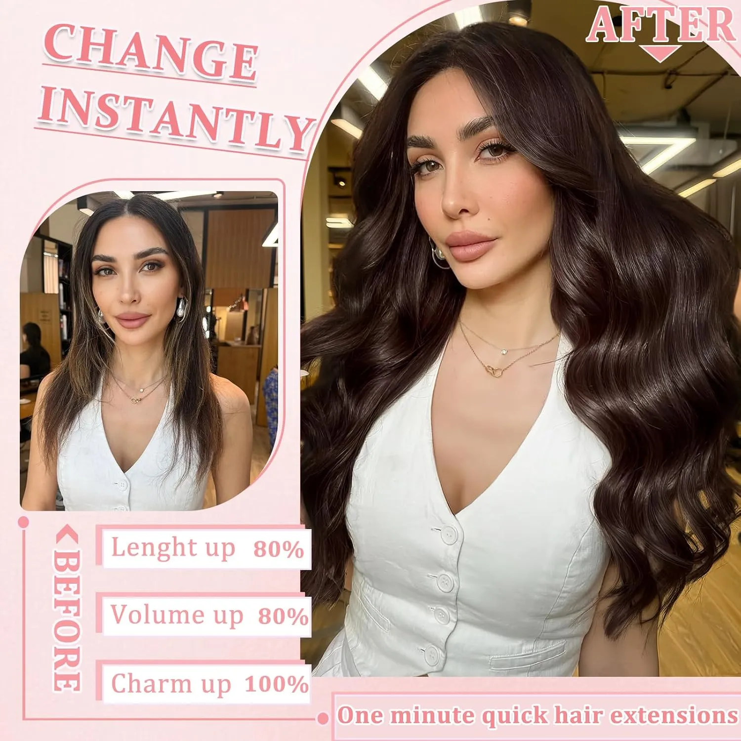 Clip in Hair Extensions Real Human Hair Clip in Extensions for Women Seamless Invisible Dark Brown Natural Remy 100% Human Clips ins Extension 8pcs Double Weft 18 inch 3.5oz/100g