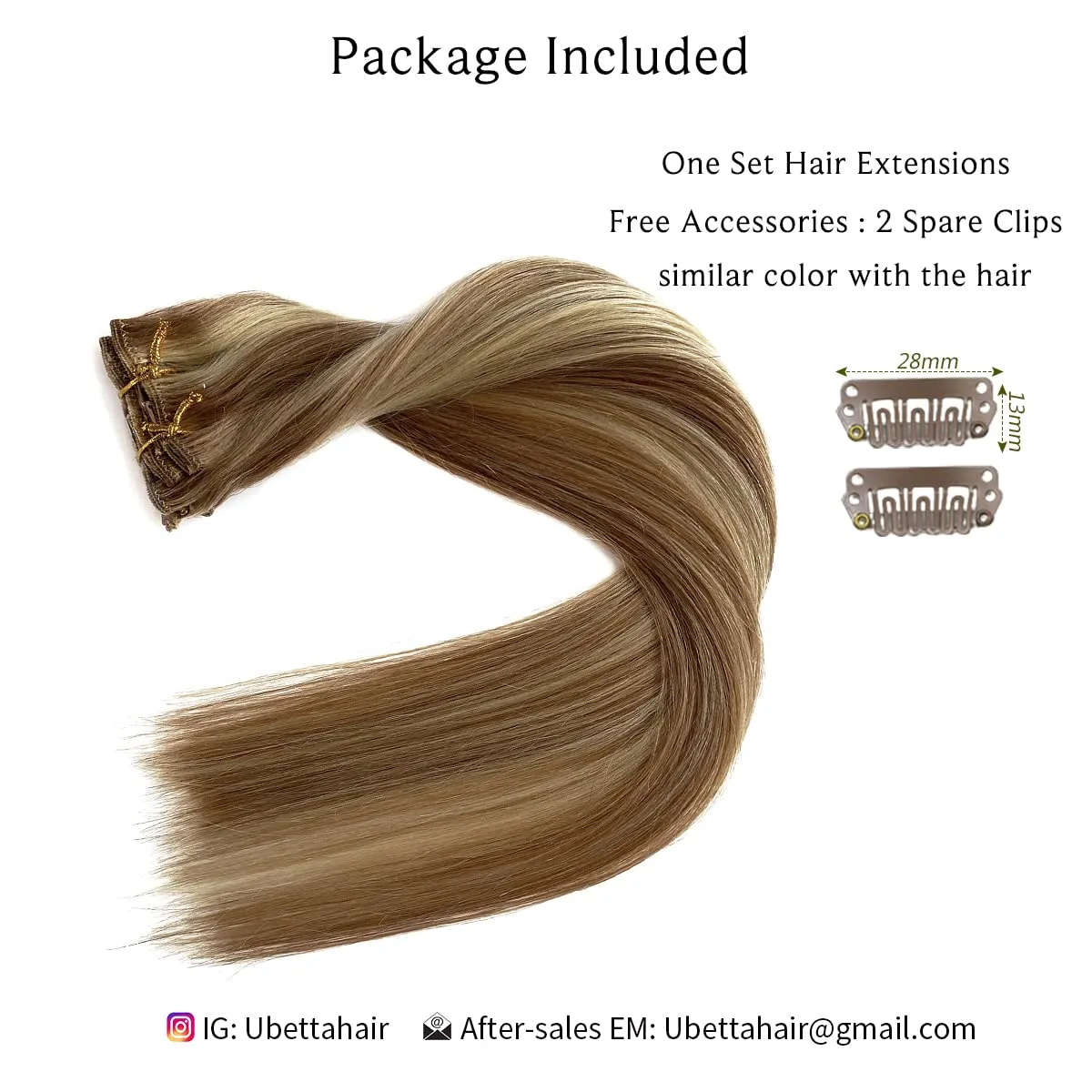 Clip in Hair Extensions Real Human Hair Clip in Extensions,18 inch Brown and Blonde Highlights Remy Real Hair Extensions Clip in Human Hair 7 Pieces 70g Straight Double Weft Hair Extensions Human Hair