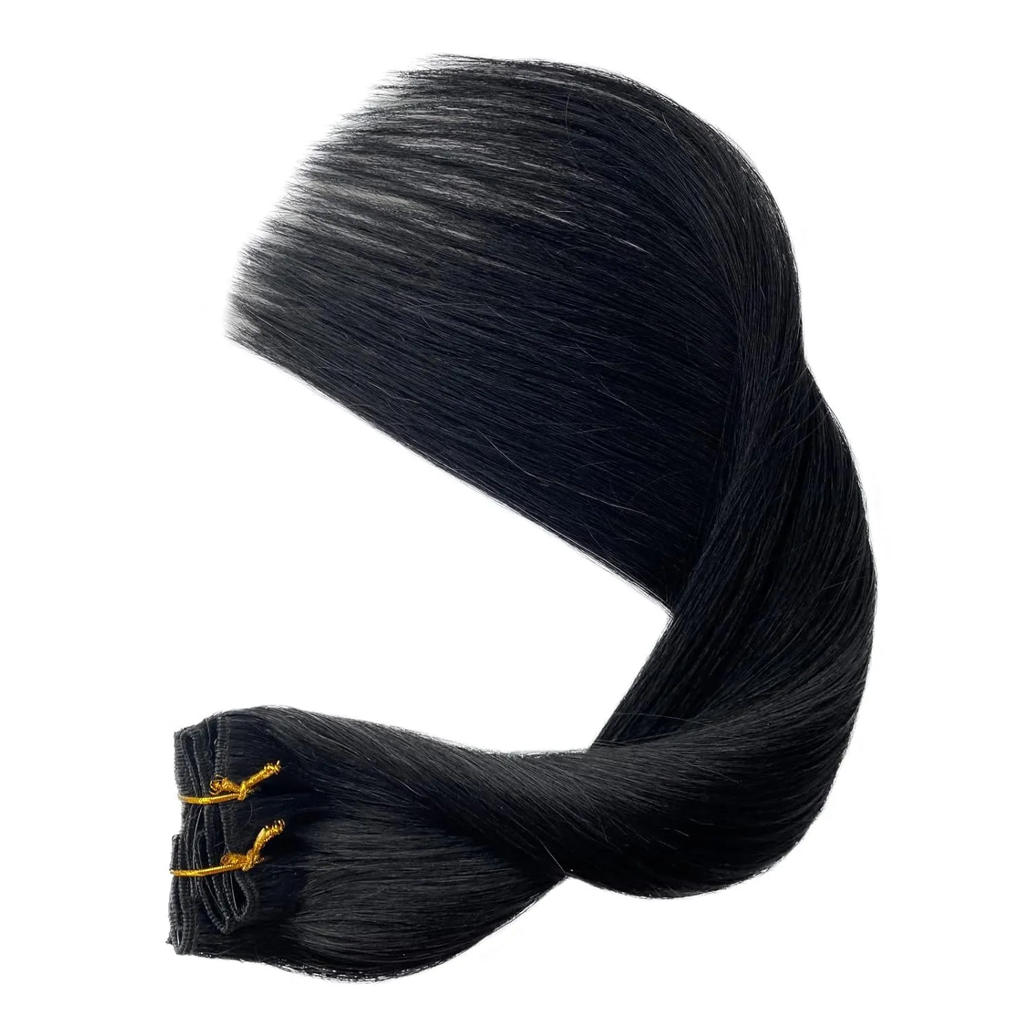 Clip in Hair Extensions Real Human Hair,14 Inch Black Seamless Clip ins Human Hair Extensions Silky Straight Double Weft Natural for women 70g 5pcs