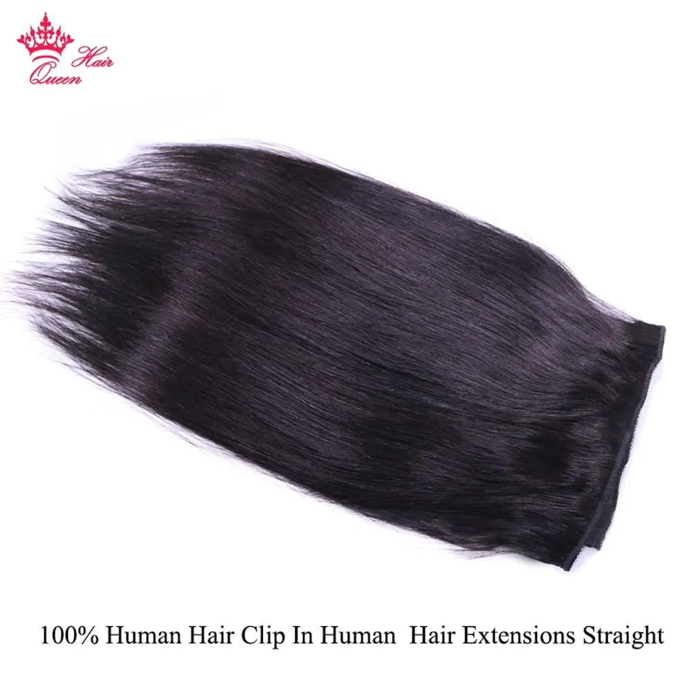 Clip in Human Hair Extensions 120g 8pcs Natural Color Hair Extensions Virgin Human Hair Extensions Clip in Real Hair Extensions Straight Queen Hair Hair Official Store (14inches, Straight)
