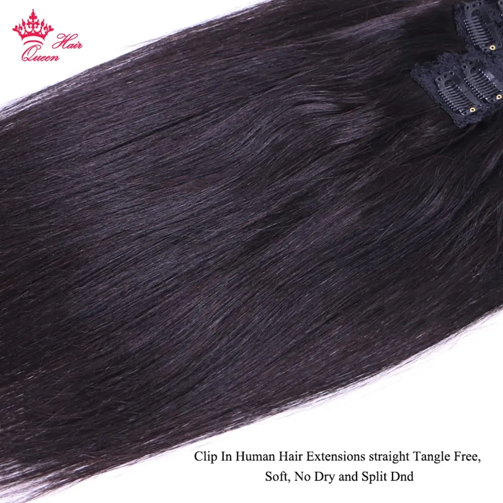 Clip in Human Hair Extensions 120g 8pcs Natural Color Hair Extensions Virgin Human Hair Extensions Clip in Real Hair Extensions Straight Queen Hair Hair Official Store (14inches, Straight)