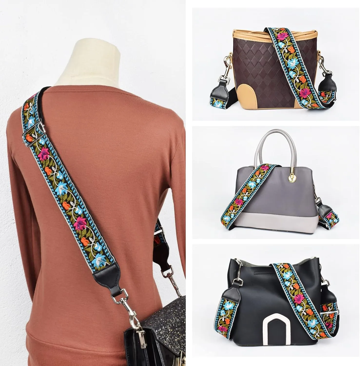CLOUDMUSIC Handbag Strap Replacement Crossbody Strap Purse Strap With Silver Clips For Women Girls