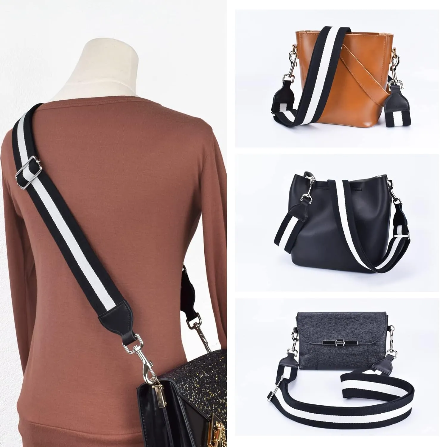CLOUDMUSIC Handbag Strap Replacement Crossbody Strap Purse Strap With Silver Clips For Women Girls