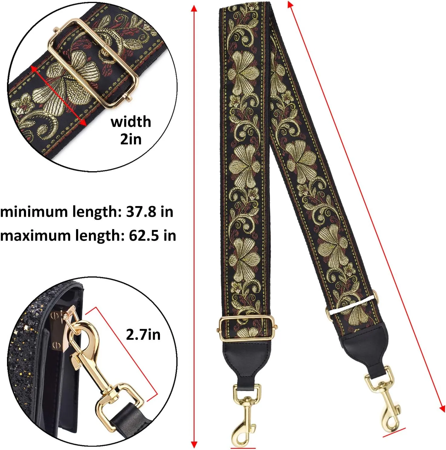 CLOUDMUSIC Handbag Strap Replacement Shoulder Crossbody Strap Purse Strap For Women Girls