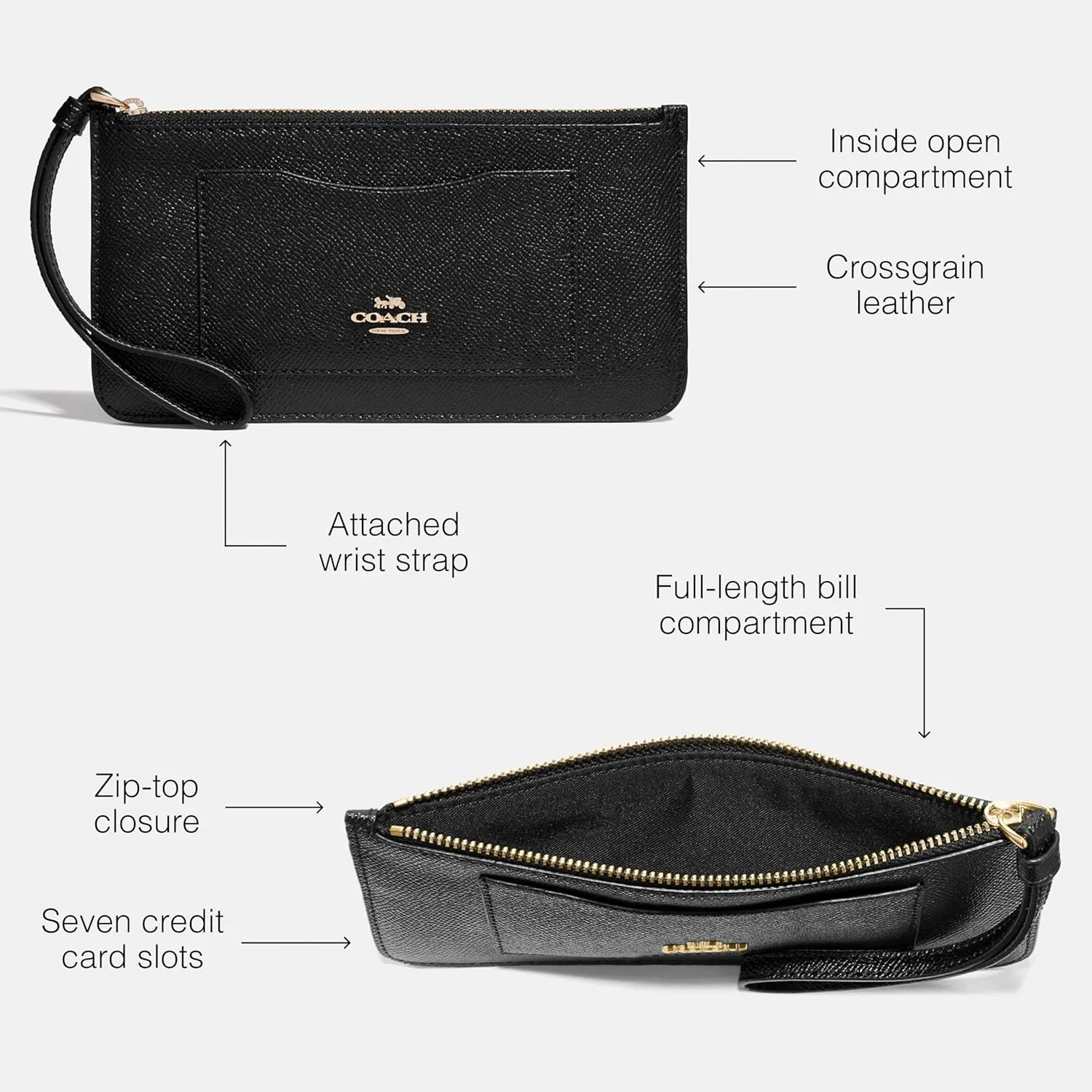 Coach Crossgrain Leather Zip Top Wallet